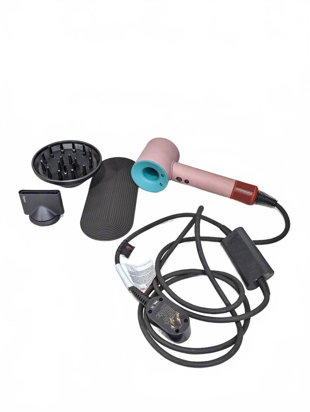 Dyson Supersonic Hair Dryer HD07 Pink and Teal w/ 2 Attachments & Non Slip Mat